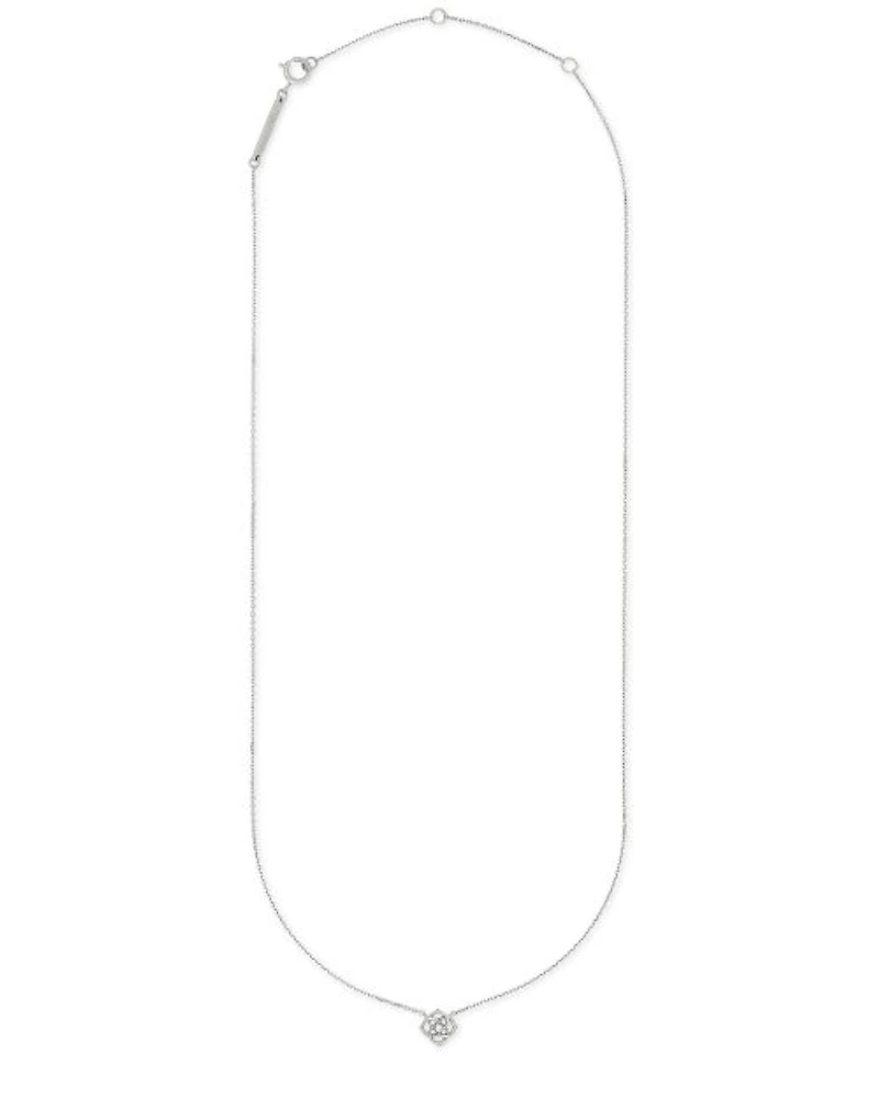 Fleur 14k White Gold Pendant Necklace in White Diamond