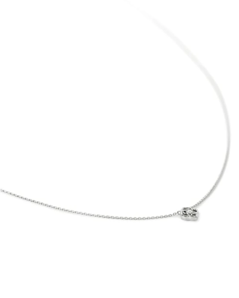 Fleur 14k White Gold Pendant Necklace in White Diamond