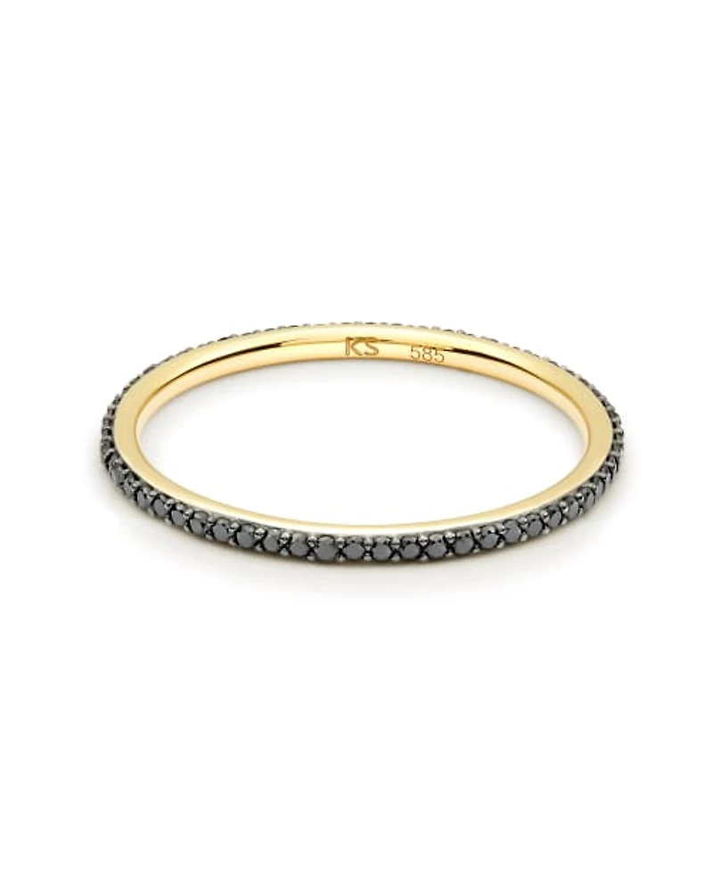 Angelina 14k Yellow Gold Band Ring Black Diamond