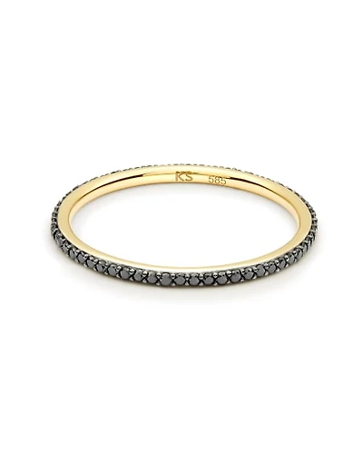 Angelina 14k Yellow Gold Band Ring Black Diamond