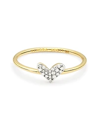 Heart 14k Yellow Gold Band Ring White Diamond
