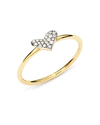 Heart 14k Yellow Gold Band Ring White Diamond