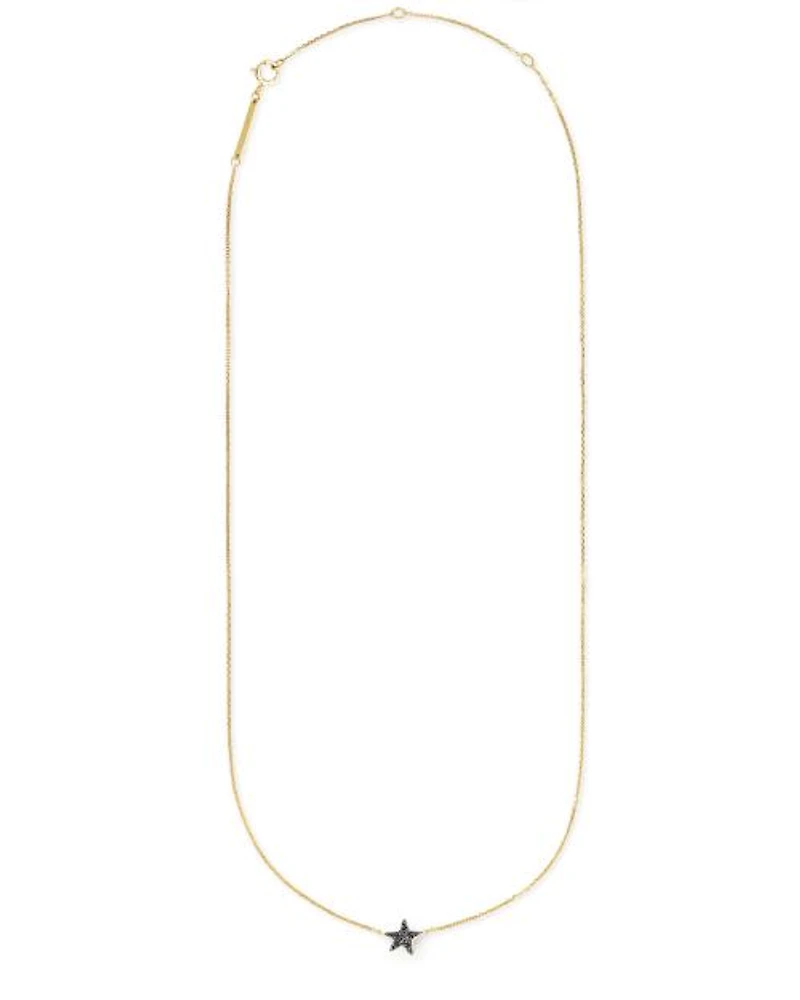 Star 14k White Gold Pendant Necklace in White Diamonds