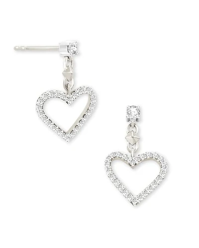 0.28 ct Open Heart 14k Yellow Gold Drop Earrings White Diamond