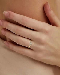 Heart 14k Yellow Gold Band Ring White Diamond