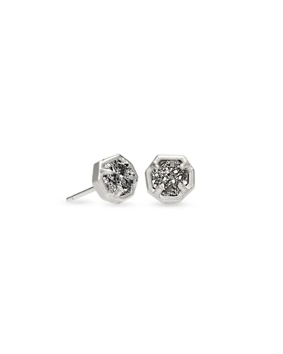Nola Silver Stud Earrings in Platinum Drusy