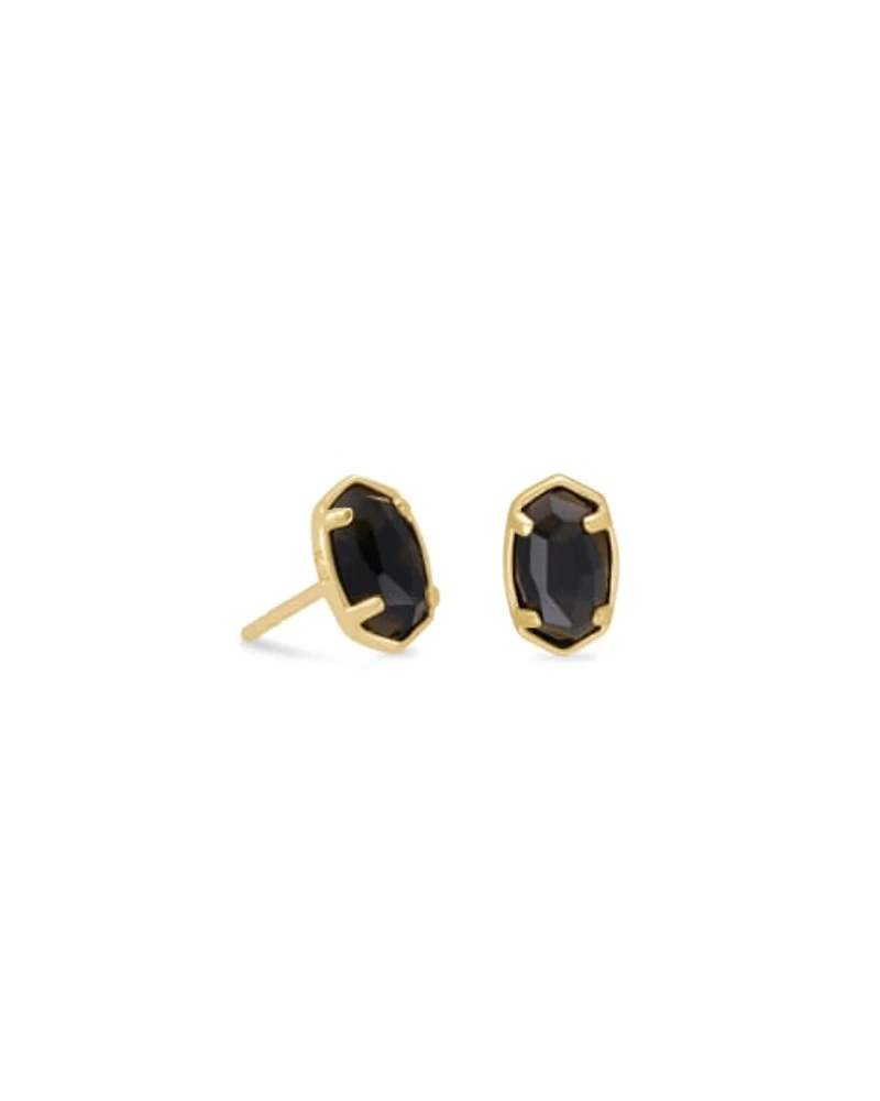 Emilie Gold Stud Earrings Iridescent Drusy