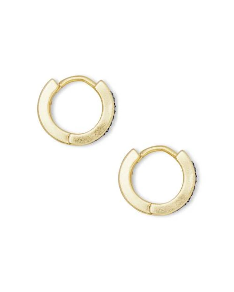 Jack Gold Huggie Earrings White Crystal