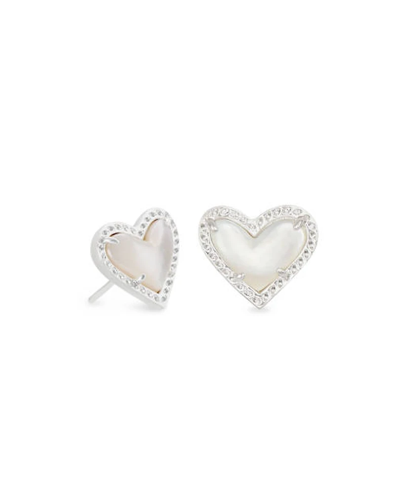 Ari Heart Stud Earrings Silver