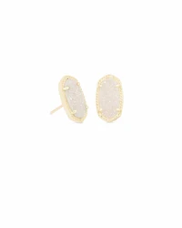 Ellie Gold Stud Earrings Iridescent Drusy