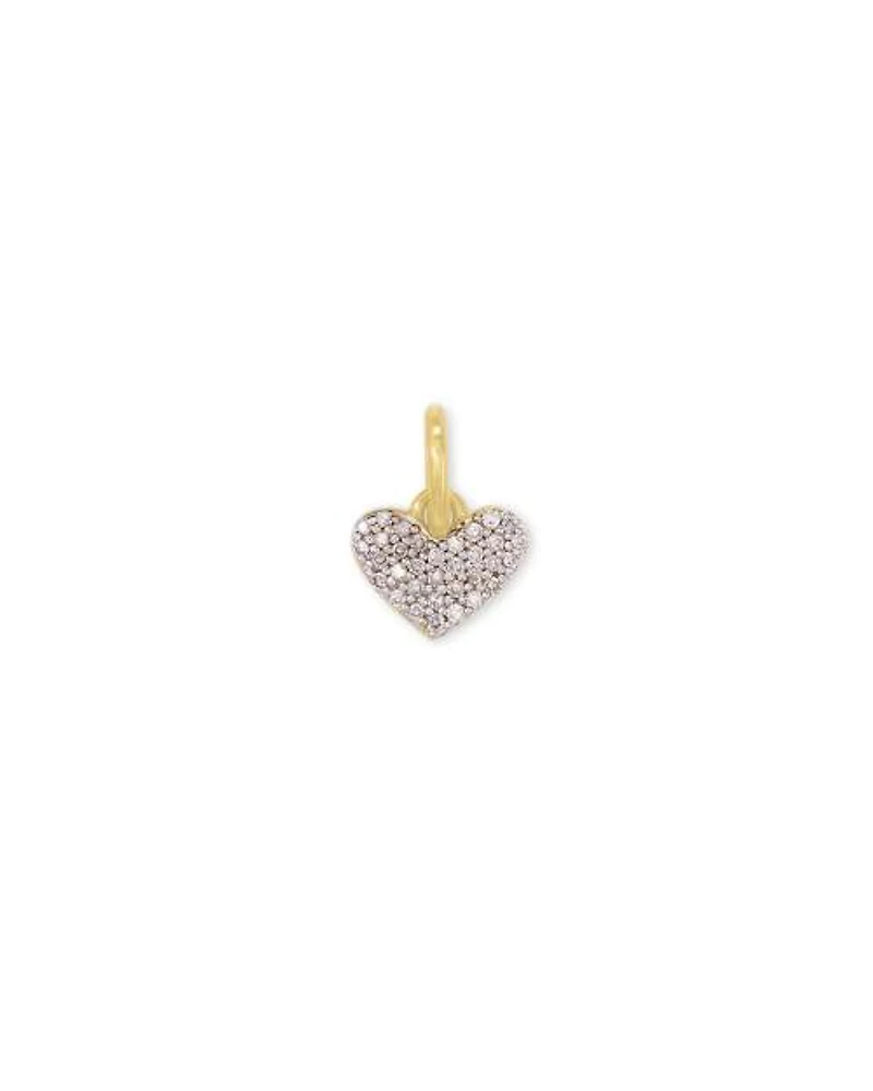 Ari 18k Gold Vermeil Pave Heart Charm White Diamond