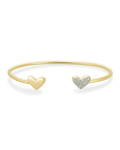 Ari Heart 18k Gold Vermeil Cuff Bracelet White Diamond