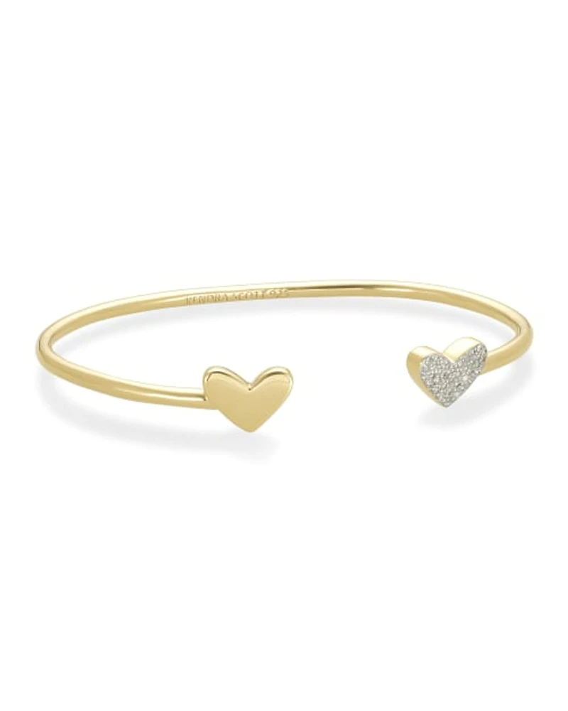 Ari Heart 18k Gold Vermeil Cuff Bracelet White Diamond