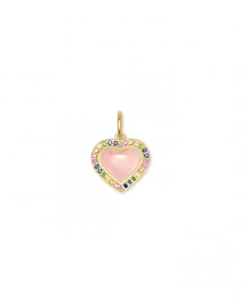Angie Heart 18k Yellow Gold Vermeil Accent Charm Rose Quartz