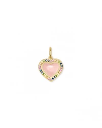 Angie Heart 18k Yellow Gold Vermeil Accent Charm Rose Quartz