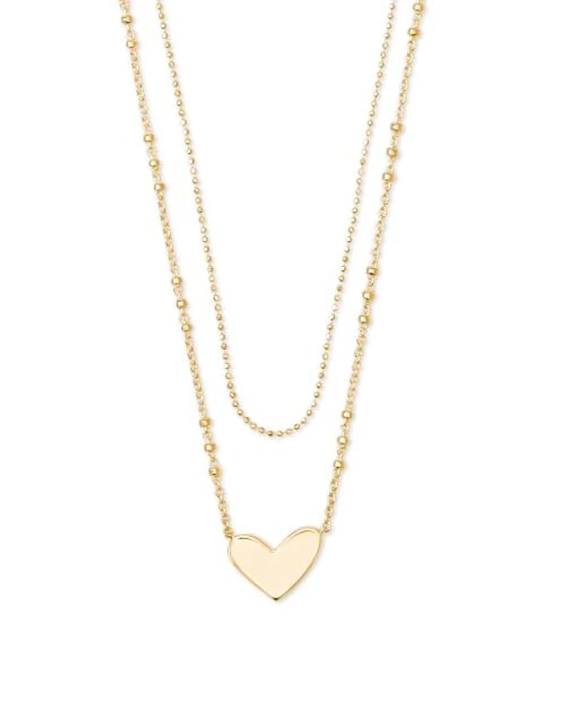 Ari Heart Multi Strand Necklace in Sterling Silver