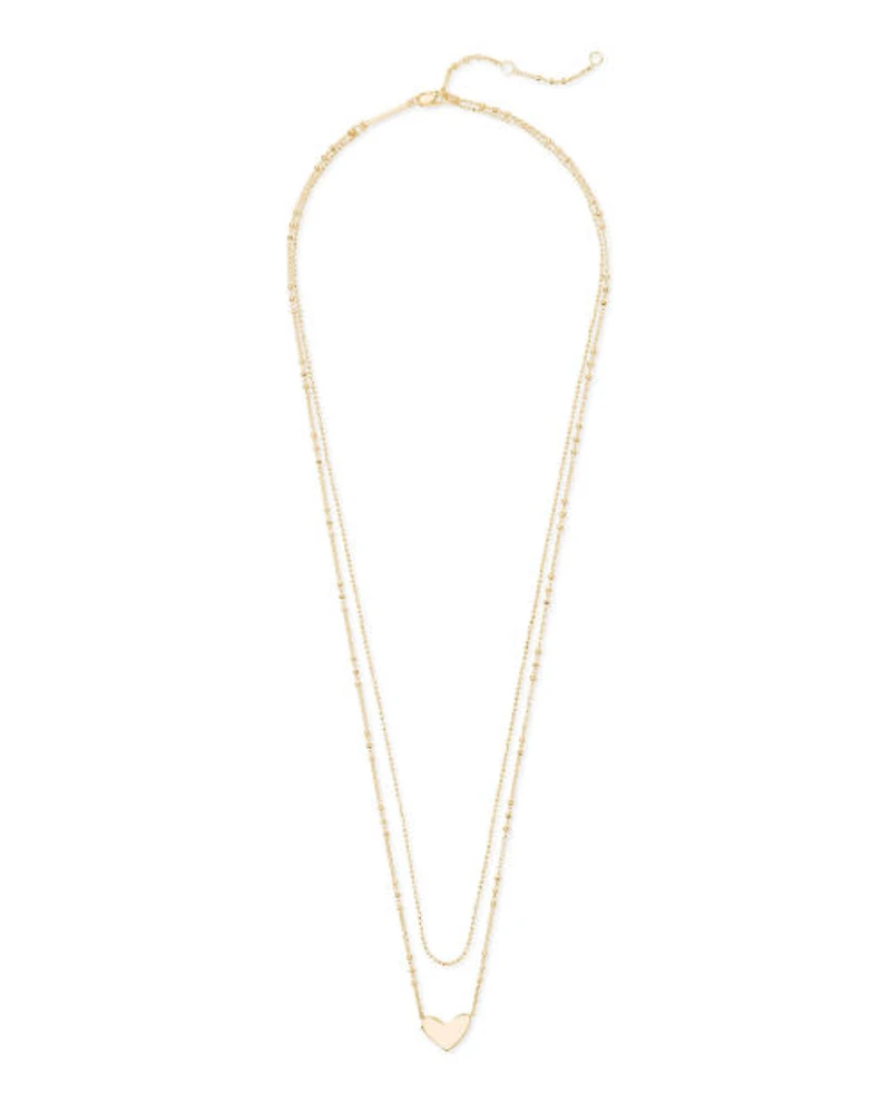 Ari Heart Multi Strand Necklace in Sterling Silver