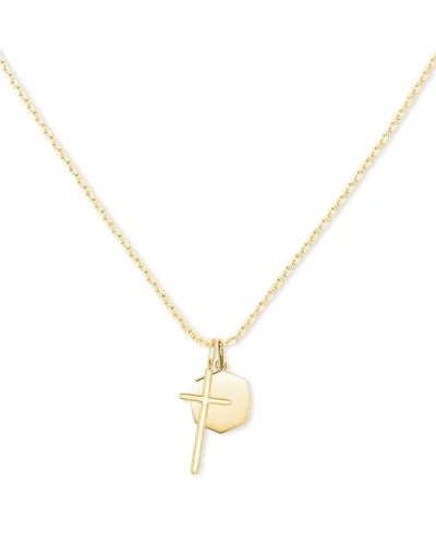 Davis Cross Charm Necklace in 18k Vermeil