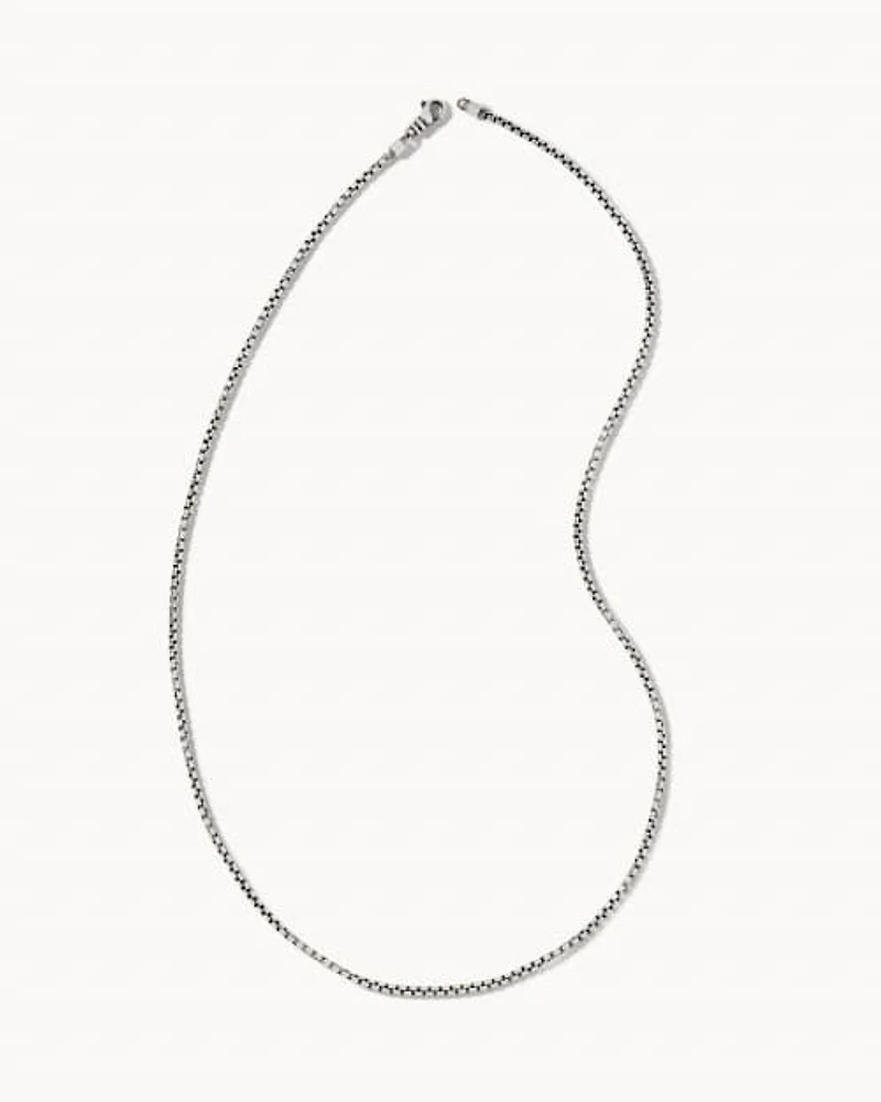 Beck 24" Thin Round Box Chain Necklace 18k Oxidized Gold Vermeil
