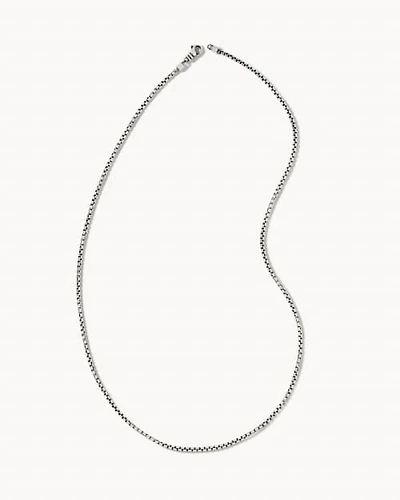 Beck 24" Thin Round Box Chain Necklace 18k Oxidized Gold Vermeil