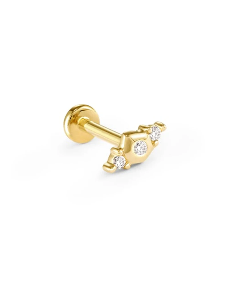 Giselle 14k Yellow Gold Single Stud Earring in White Diamond