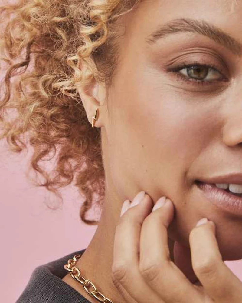 Lightning Bolt Mini Stud Earrings 18k Gold Vermeil