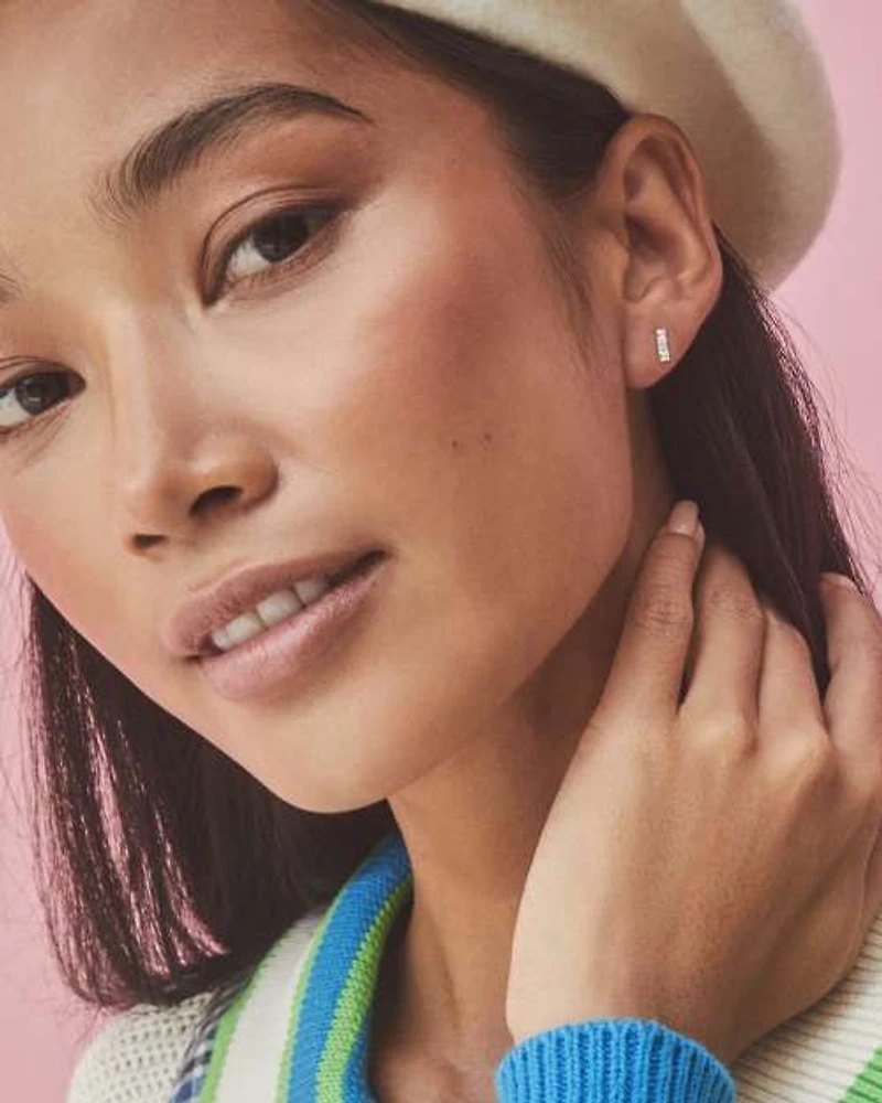 Ciera 18k Gold Vermeil Mini Single Stud Earring in White Topaz