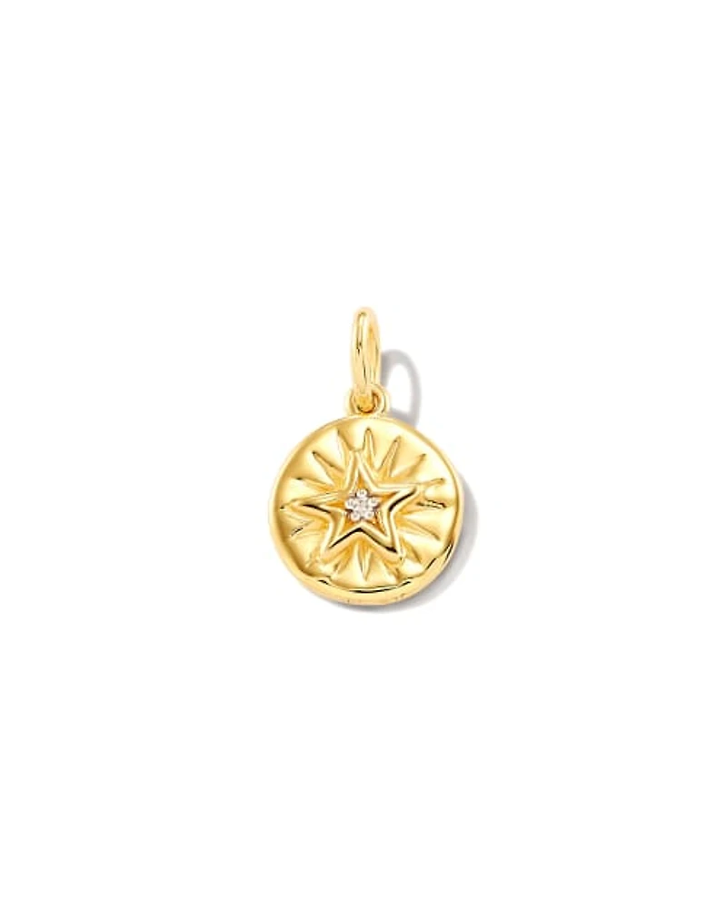 Shooting Star 18k Yellow Gold Vermeil Charm White Sapphire
