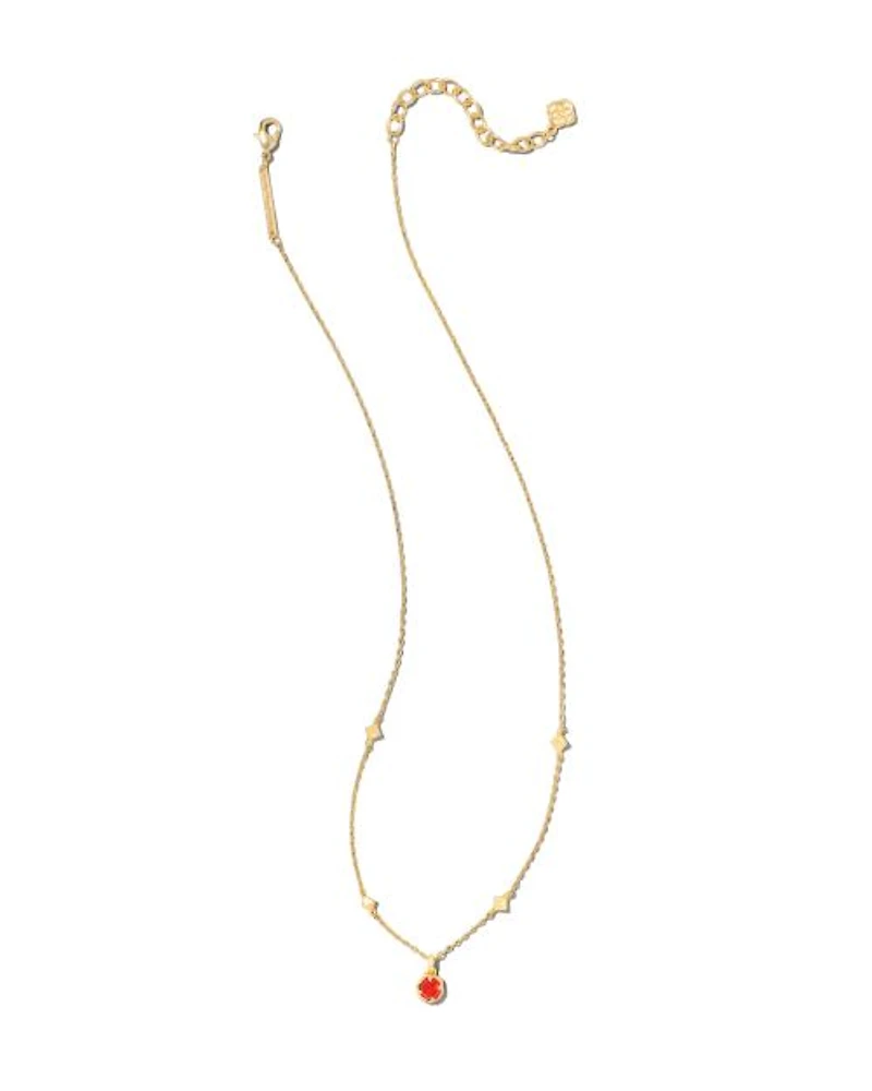 Nola Gold Pendant Necklace in Red Illusion