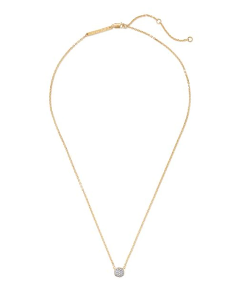 Davie 18k Gold Vermeil Pave Pendant Necklace White Diamond