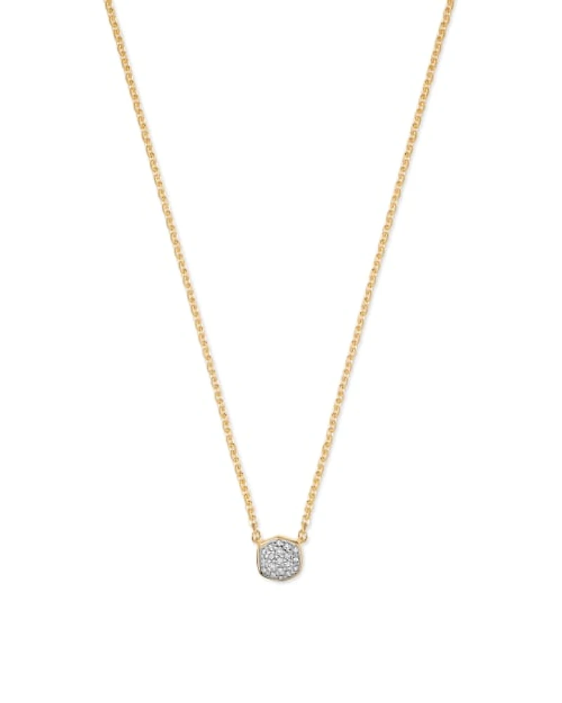 Davie 18k Gold Vermeil Pave Pendant Necklace White Diamond