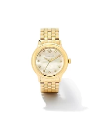 Alex Gold Tone Stainless Steel 35mm Diamond Dial Watch in Ivory Mother-of-Pearl