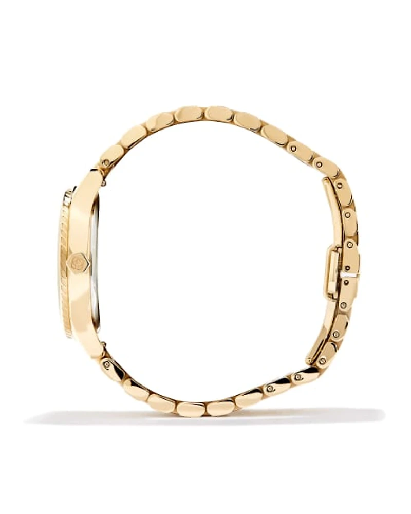 Alex Gold Tone Stainless Steel 35mm Diamond Dial Watch in Ivory Mother-of-Pearl