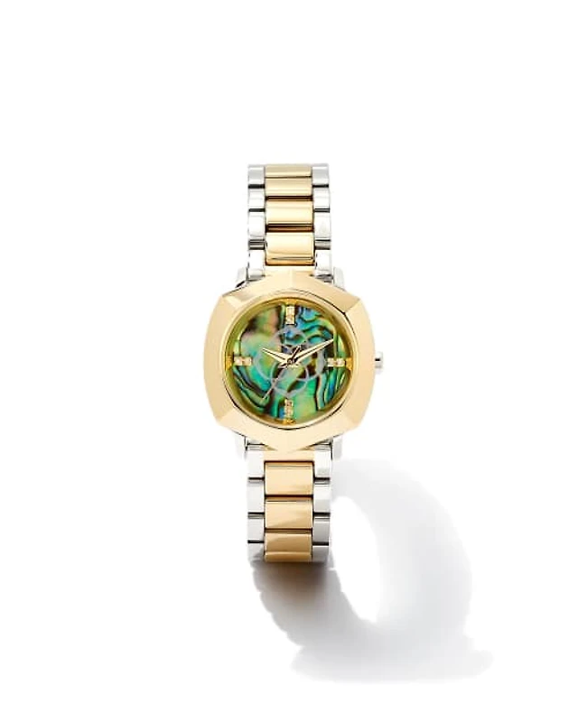 Kendra Scott Dira Two-Tone Silver and Gold Watch Kendra Scott- Dira Two Tome Diamond Dial Watch/ Ivory Mother  main image 2