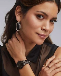 Alex Black Stainless Steel 35mm Watch in Black Mother-of-Pearl