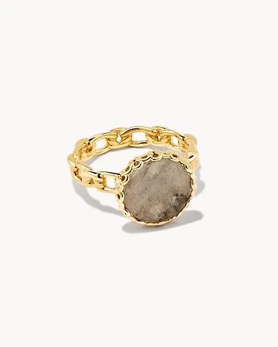 Jane 18k Yellow Gold Vermeil Cocktail Ring Gray Labradorite