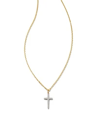 Medium Cross 14k White Gold Pendant Necklace in White Diamond
