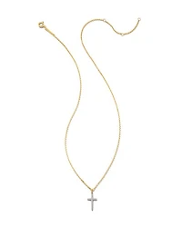 Medium Cross 14k White Gold Pendant Necklace in White Diamond