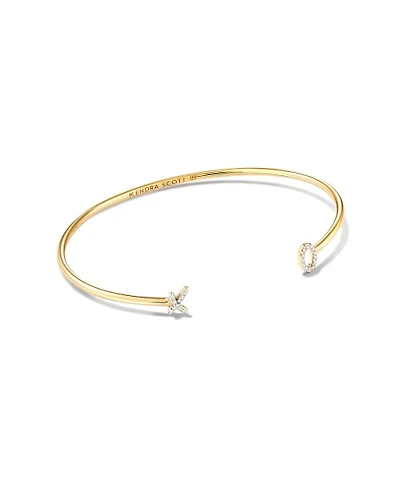XO 14k Yellow Gold Cuff Bracelet White Diamond