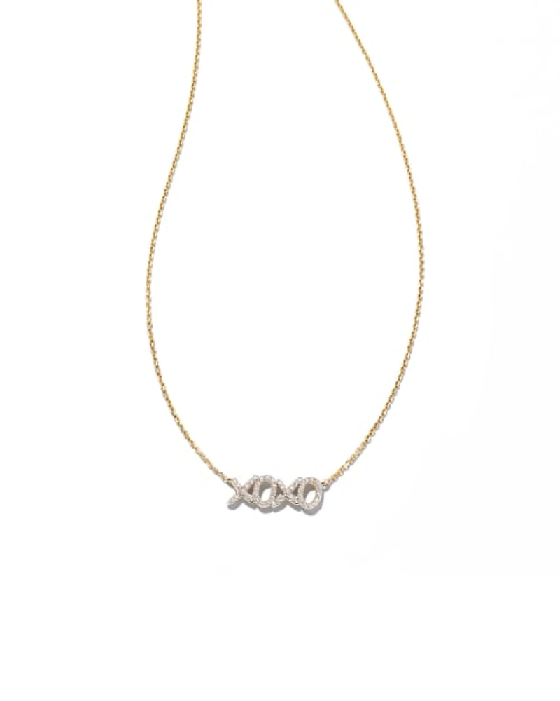 0.11 ct XO 14k Yellow Gold Pendant Necklace White Diamond