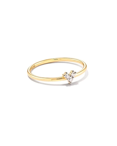 Three Stone Heart 14k Yellow Gold Band Ring Turquoise