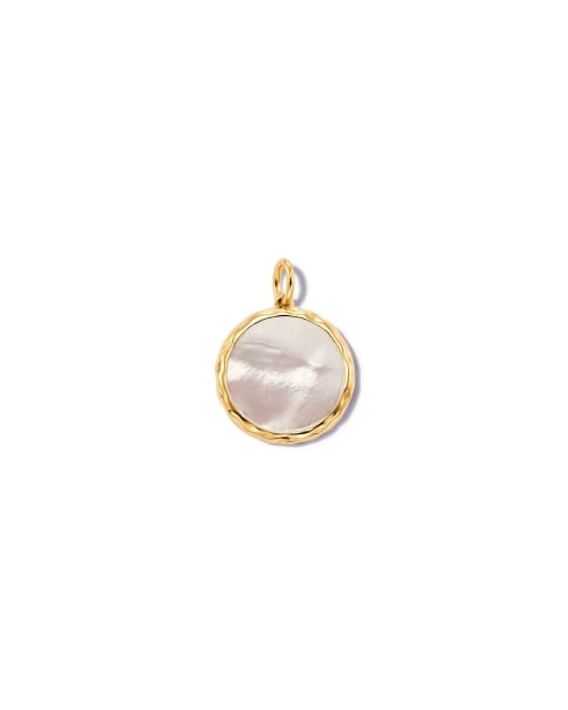 Medium Medallion 18k Yellow Gold Vermeil Charm Ivory Mother-Of-Pearl