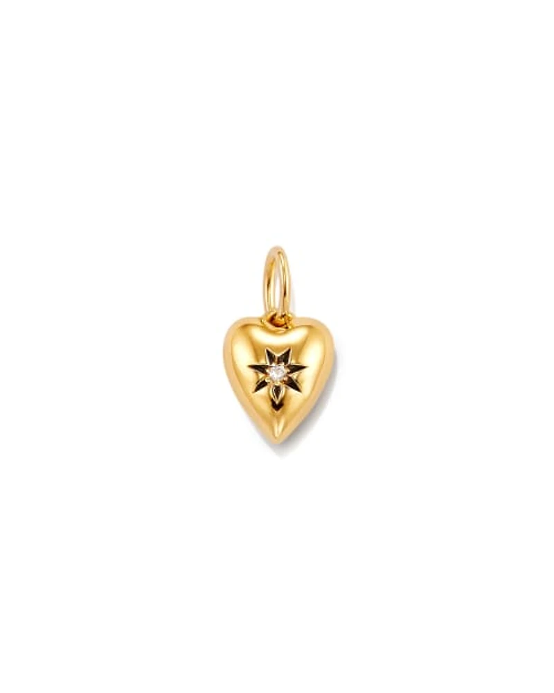 Heart 18k Yellow Gold Vermeil Charm White Sapphire