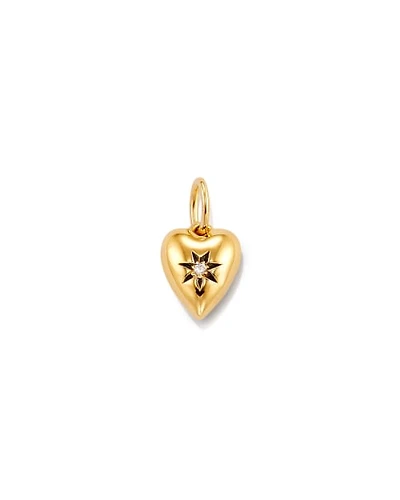 Heart 18k Yellow Gold Vermeil Charm White Sapphire
