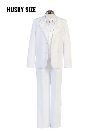 4027 Husky Brocade Suit COLOR:WHITE ONLY SIZE:8 -20