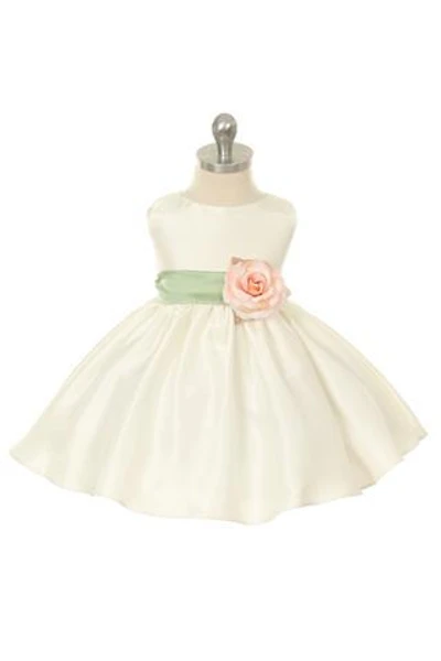 KD219 Interchageable Sash Dress SIZE:6M-24M COLOR: White, Ivory