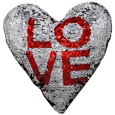 Love Heart Shaped Sequin Pillow