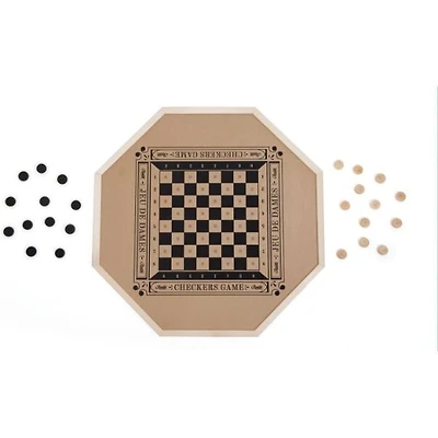 Crokinole & Checkers Wooden Game