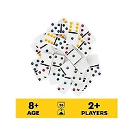 Mexican Train Dominoes Set Tile Board Game in Aluminum Carry Case with Colorful Trains