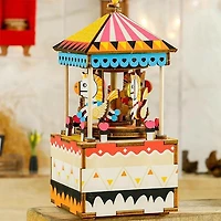 3D Wooden Puzzle Music Box Merry Go Round